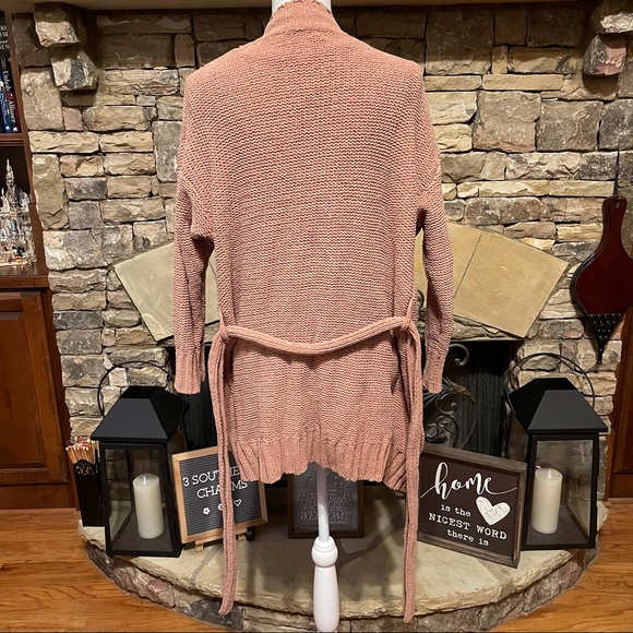 NWOT Aerie Tan Chenille Tie Front Cardigan Sweater Size Small - Picture 6 of 10